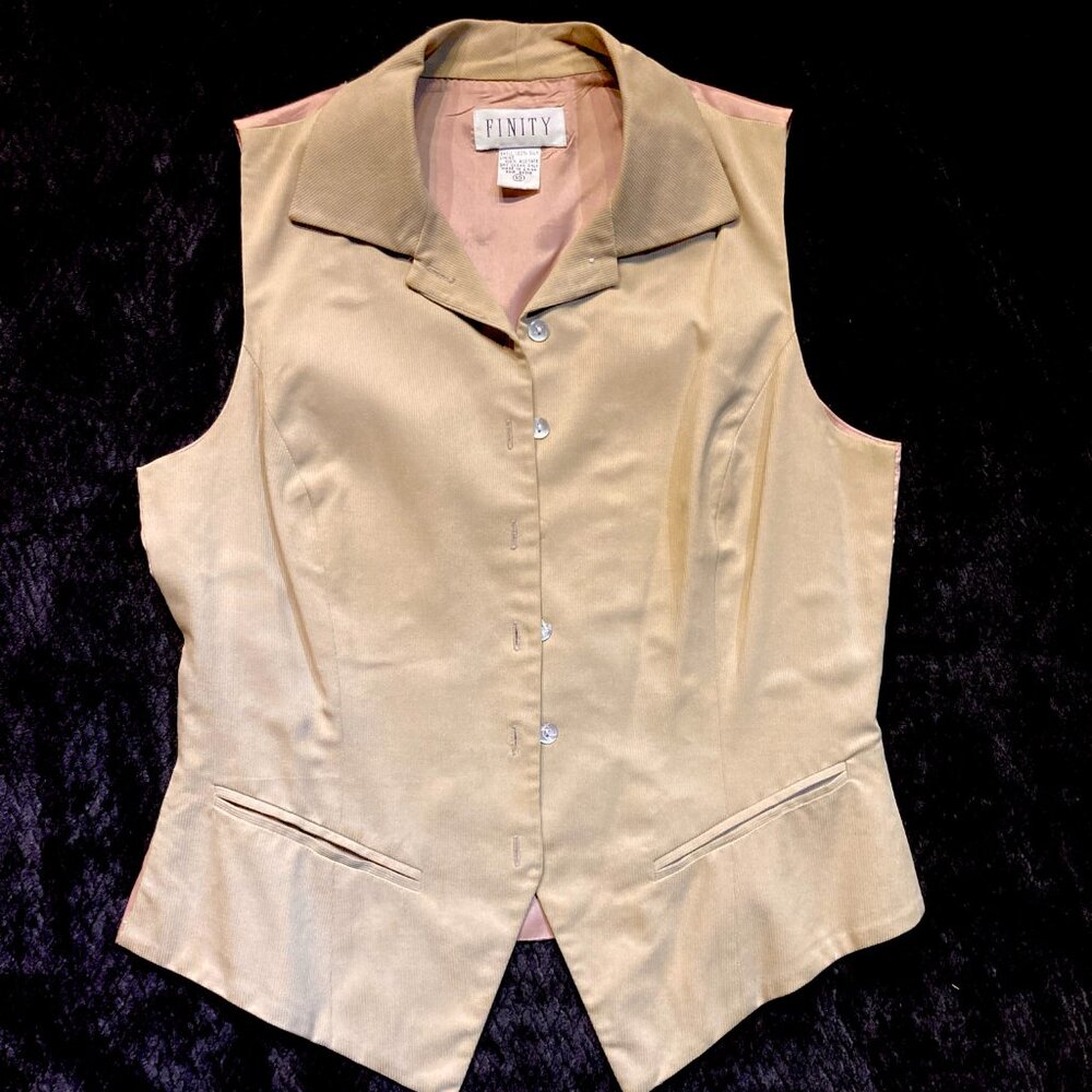 Vtg 90s Y2K tailored peplum vest waistcoat silk preppy steampunk dark academia M